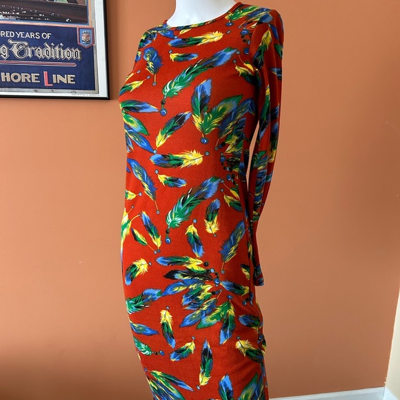 VINTAGE INDULGENCE LONDON red patterned body con sweater dress - Picture 5 of 9